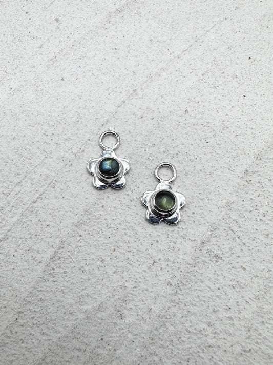 Labradorite Flower Charms Silver