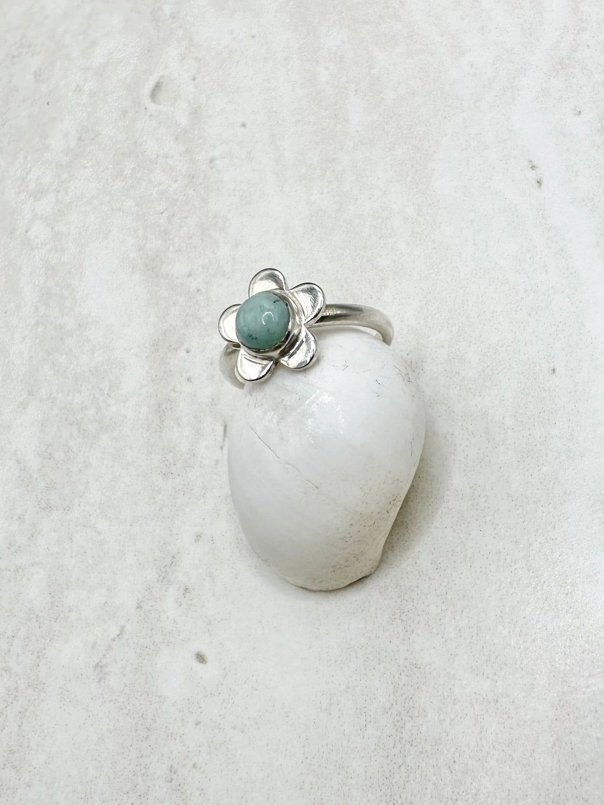 Amazonite Flower Ring Silver