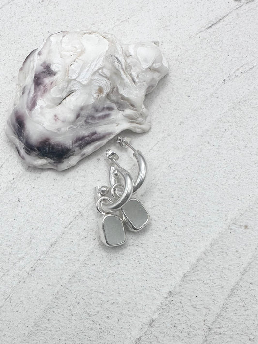 Silver Seaglass Charms in White