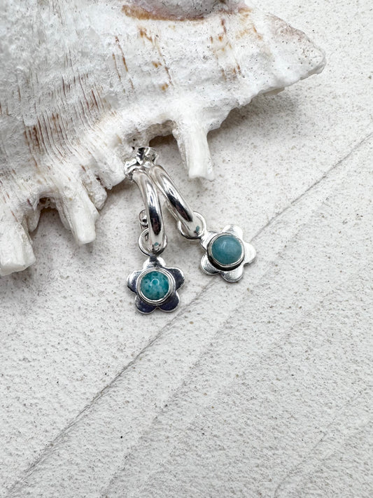 Amazonite Flower Charms Silver