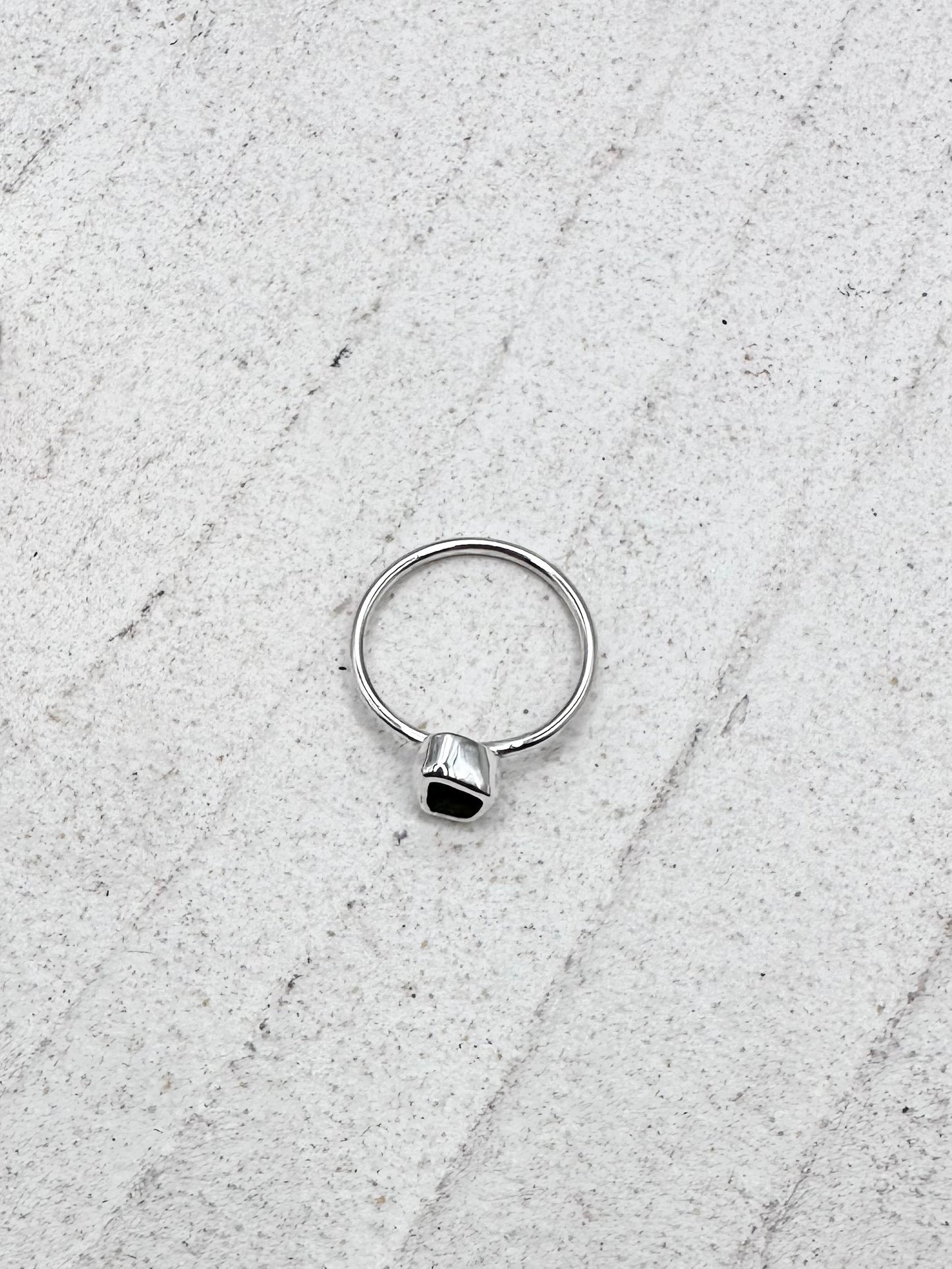 Teal Seaglass Ring in Silver