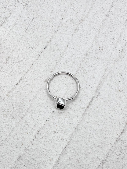 Teal Seaglass Ring in Silver