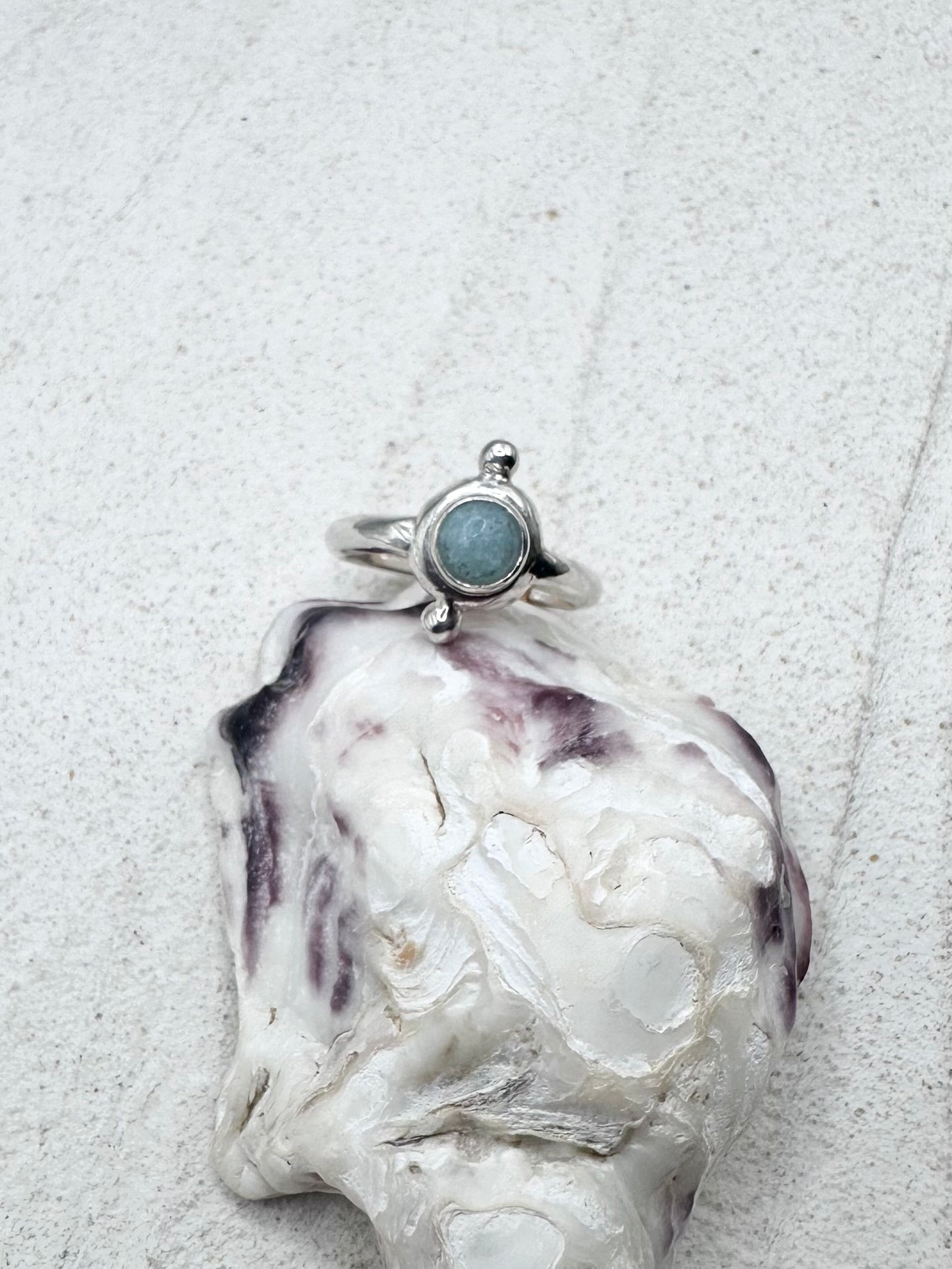 Amazonite Seaglass Ring Silver