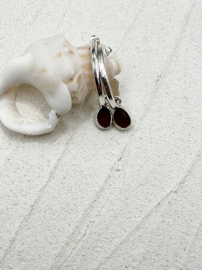 Silver Seaglass Charms in Amber