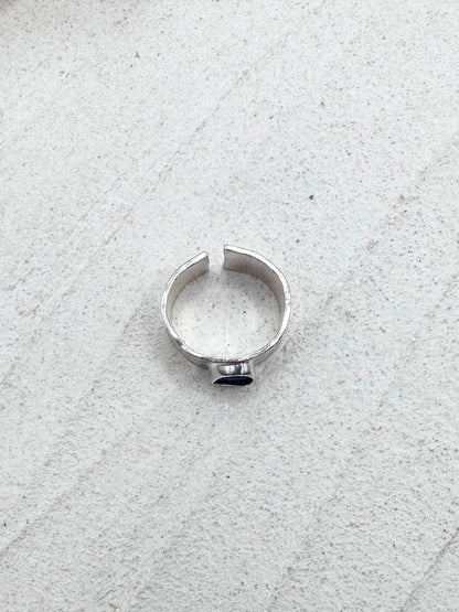 Silver Seaglass Ring in Blue