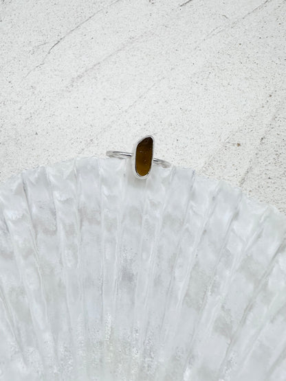 Silver Seaglass Ring in Yellow