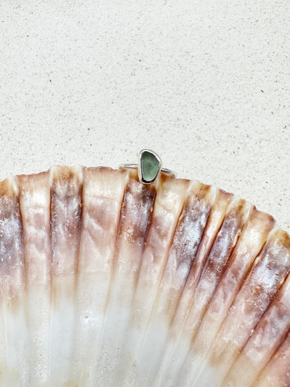 Light Blue Seaglass Ring Silver