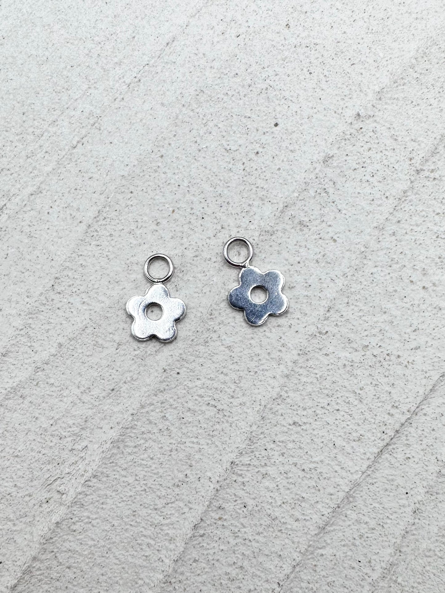 Little Flower Charm Hoop Earrings