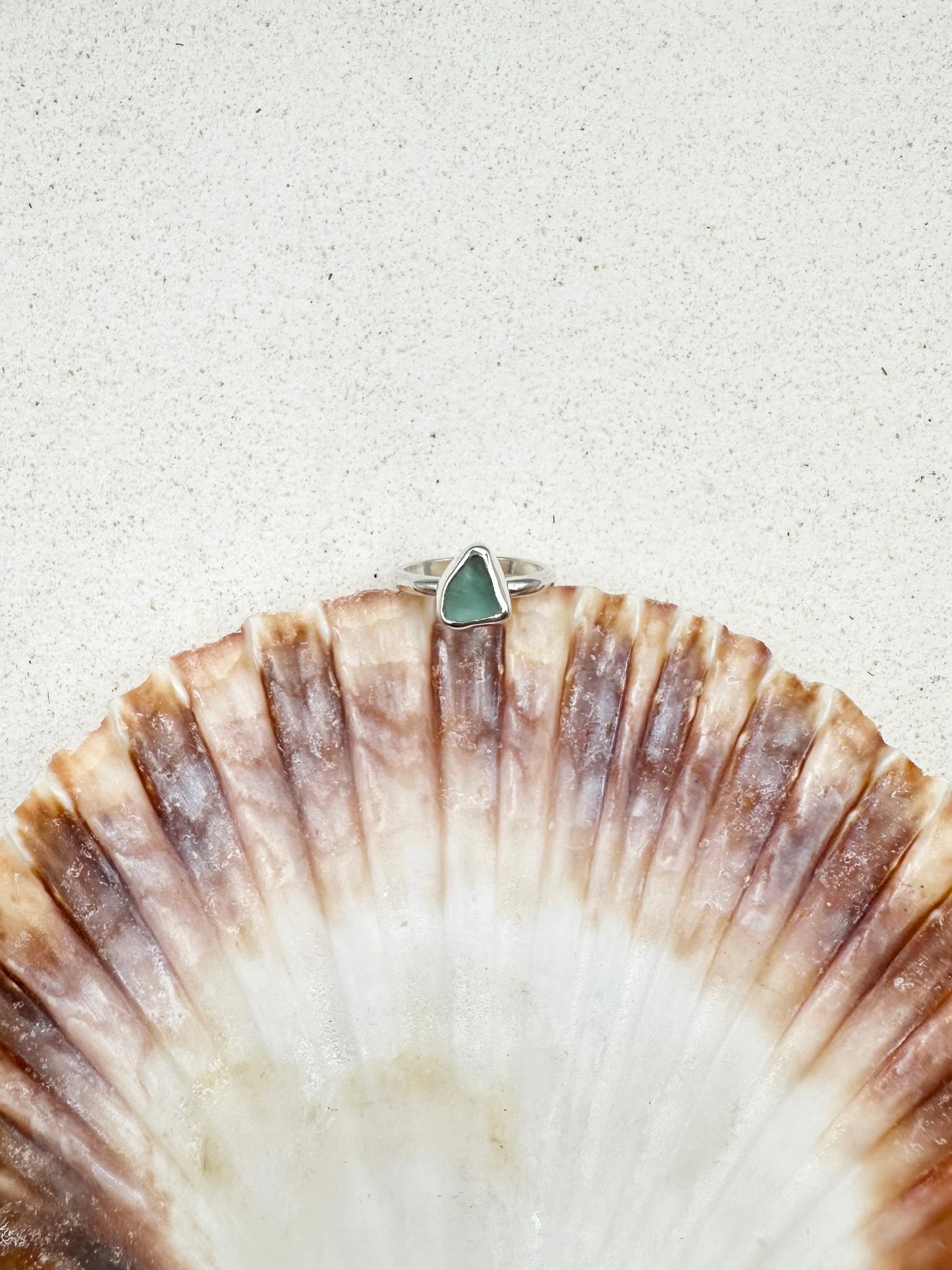 Blue Seaglass Ring Silver