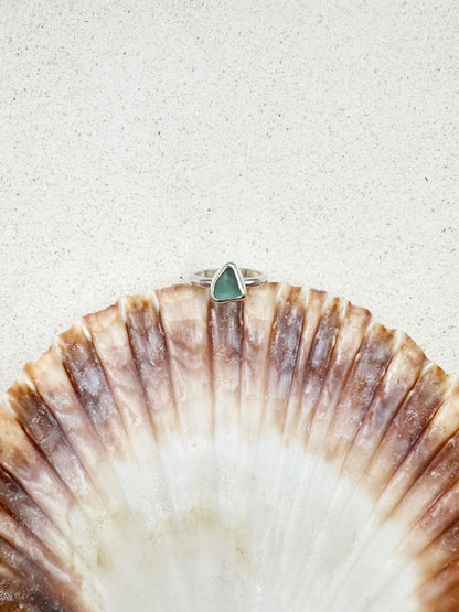 Blue Seaglass Ring Silver