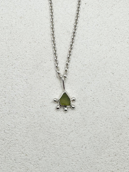 Green Sunburst Pendant Silver