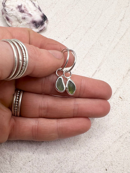 Green Seaglass Charms Silver