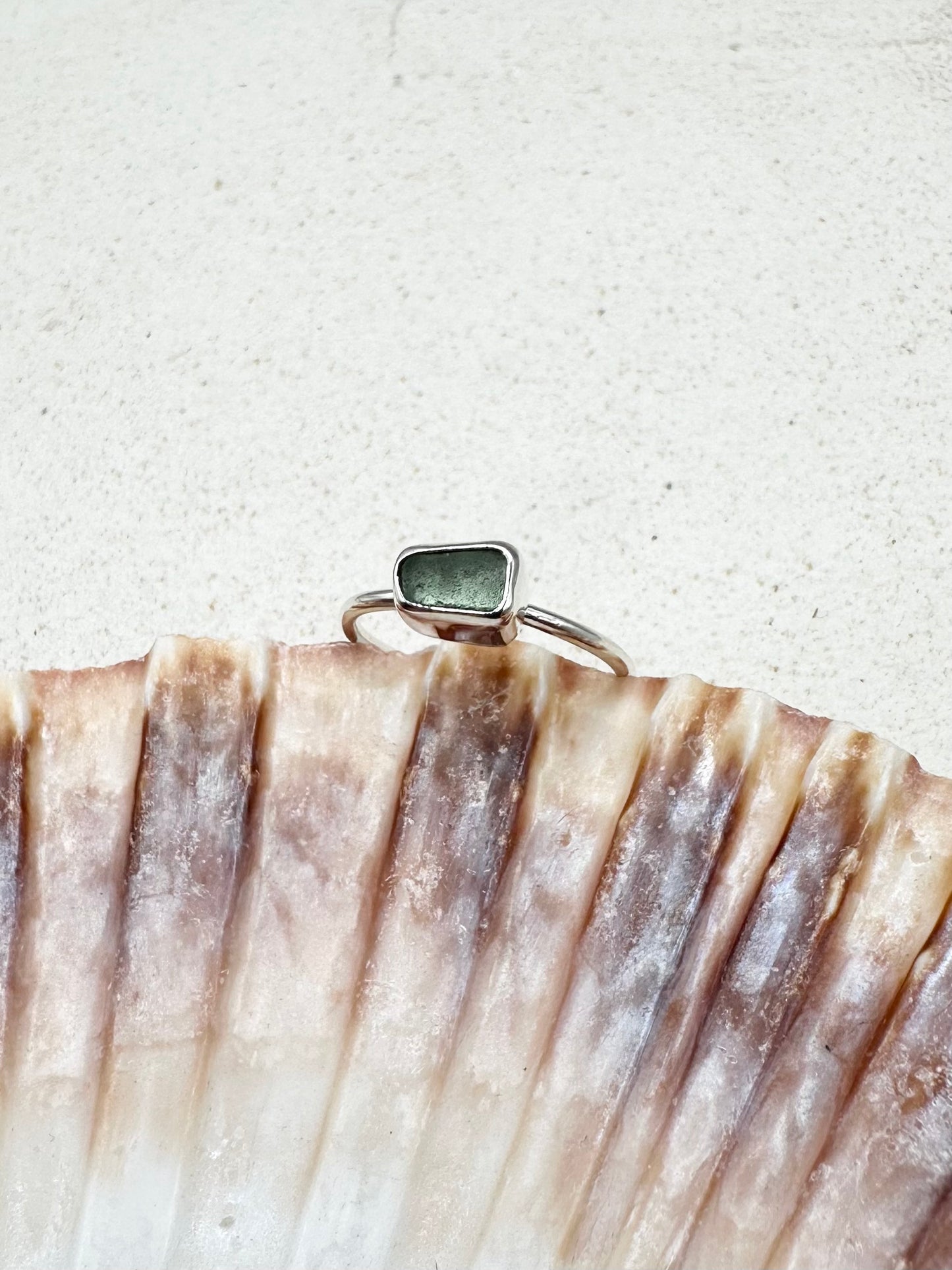 Light Blue Seaglass Ring Silver