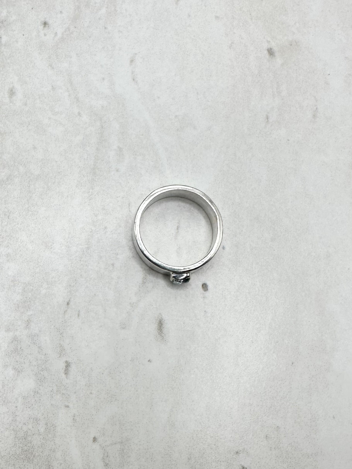 Square Aquamarine Ring Silver - O