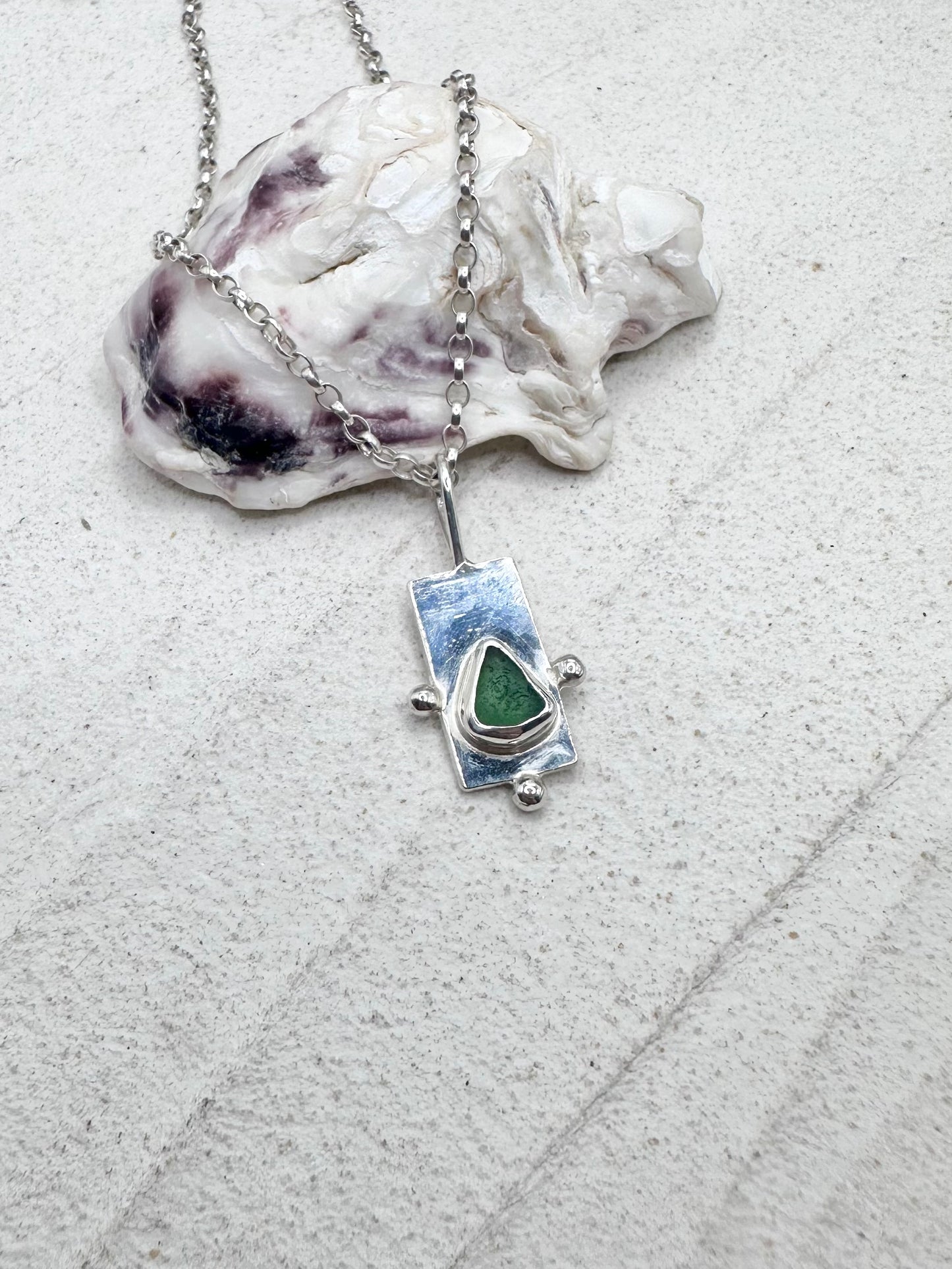 Green Wayfinder Pendant Silver