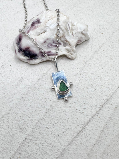 Green Wayfinder Pendant Silver