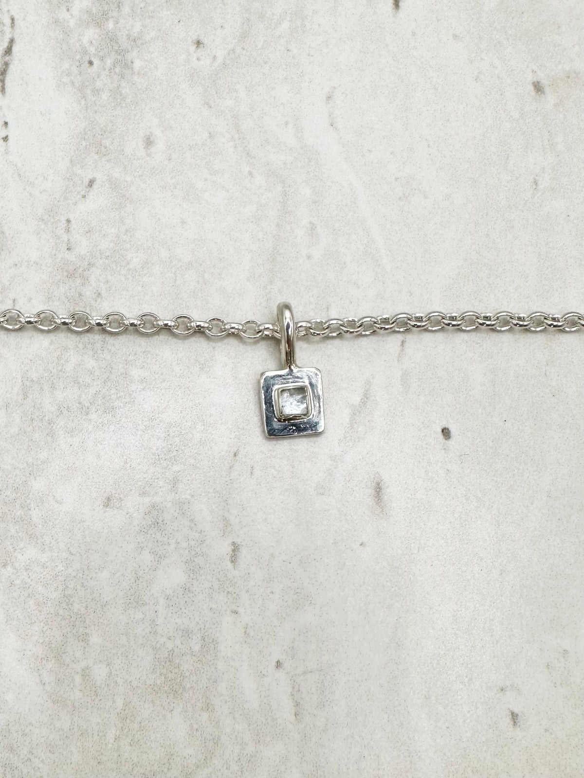 Square Aquamarine Pendant Silver