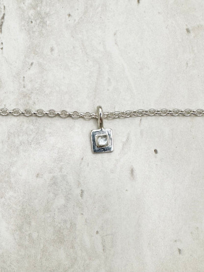 Square Aquamarine Pendant Silver