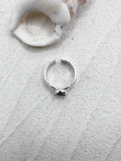 Silver Seaglass Ring in Amber