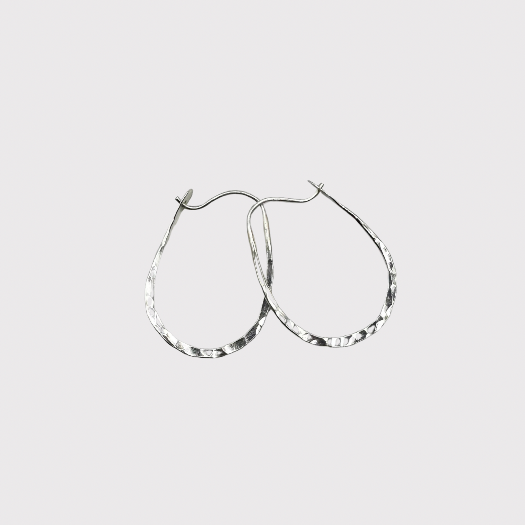 Hammered Sterling Silver Hoops