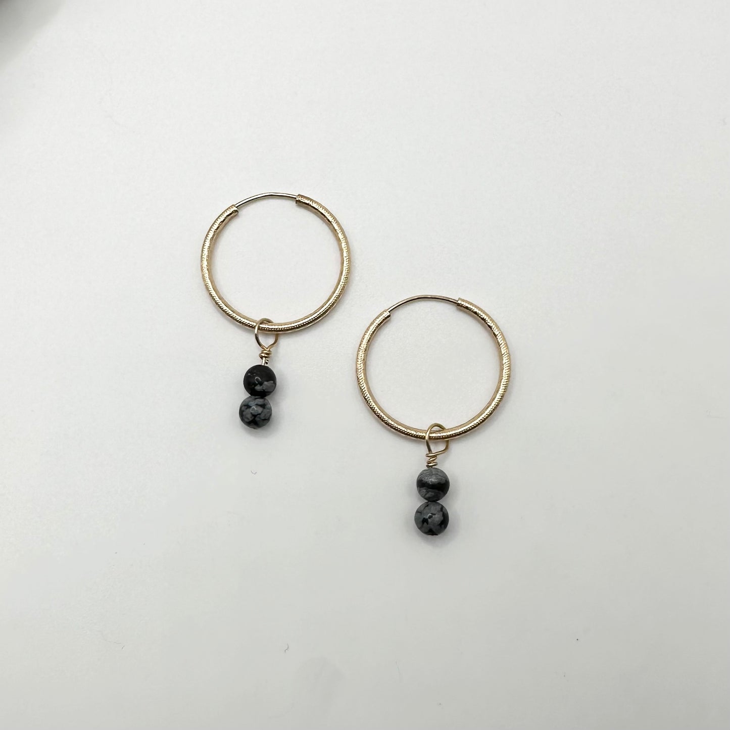 Precious Charms on Gold Patterned Hoops