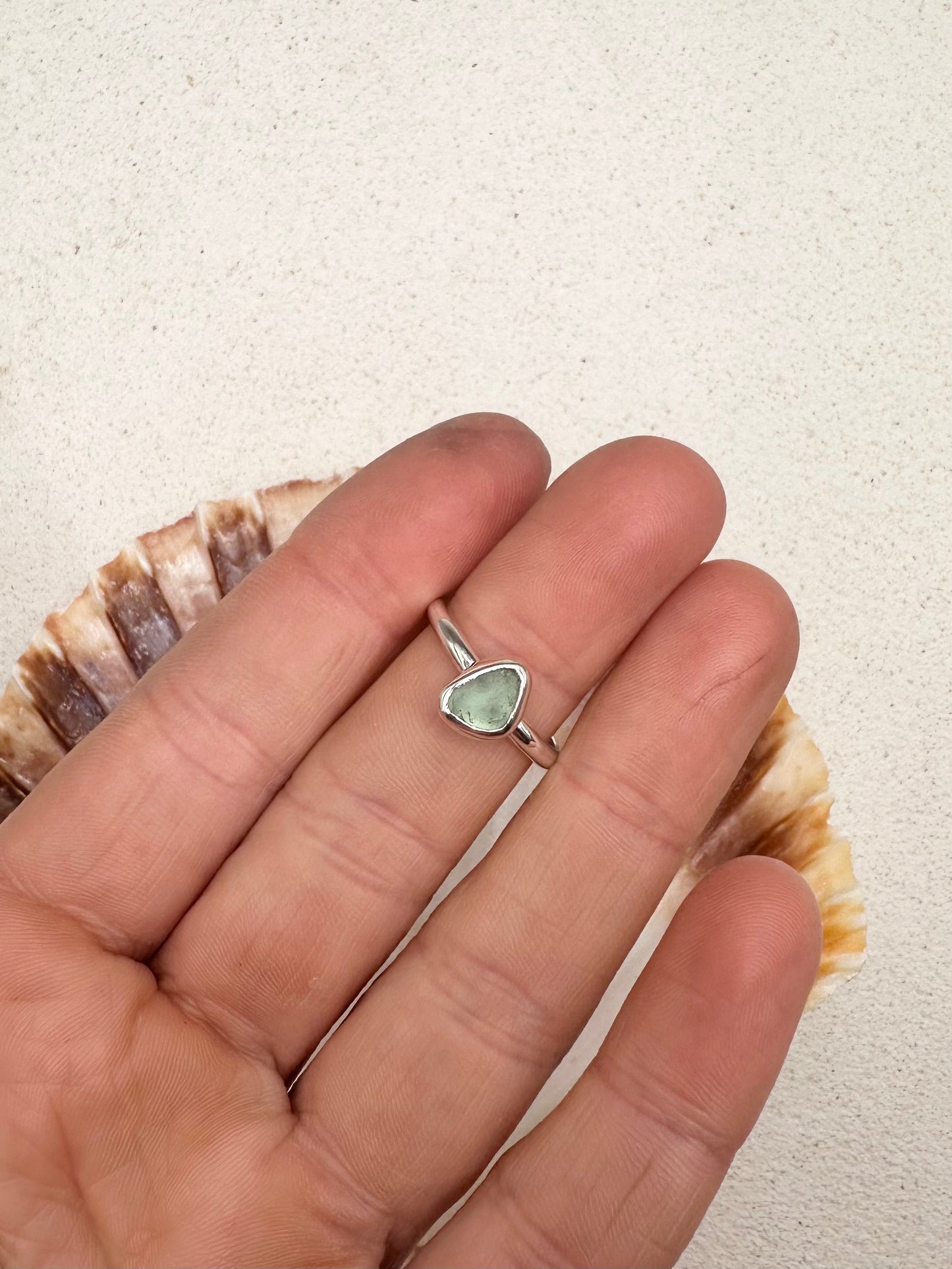Light Blue Seaglass Ring Silver