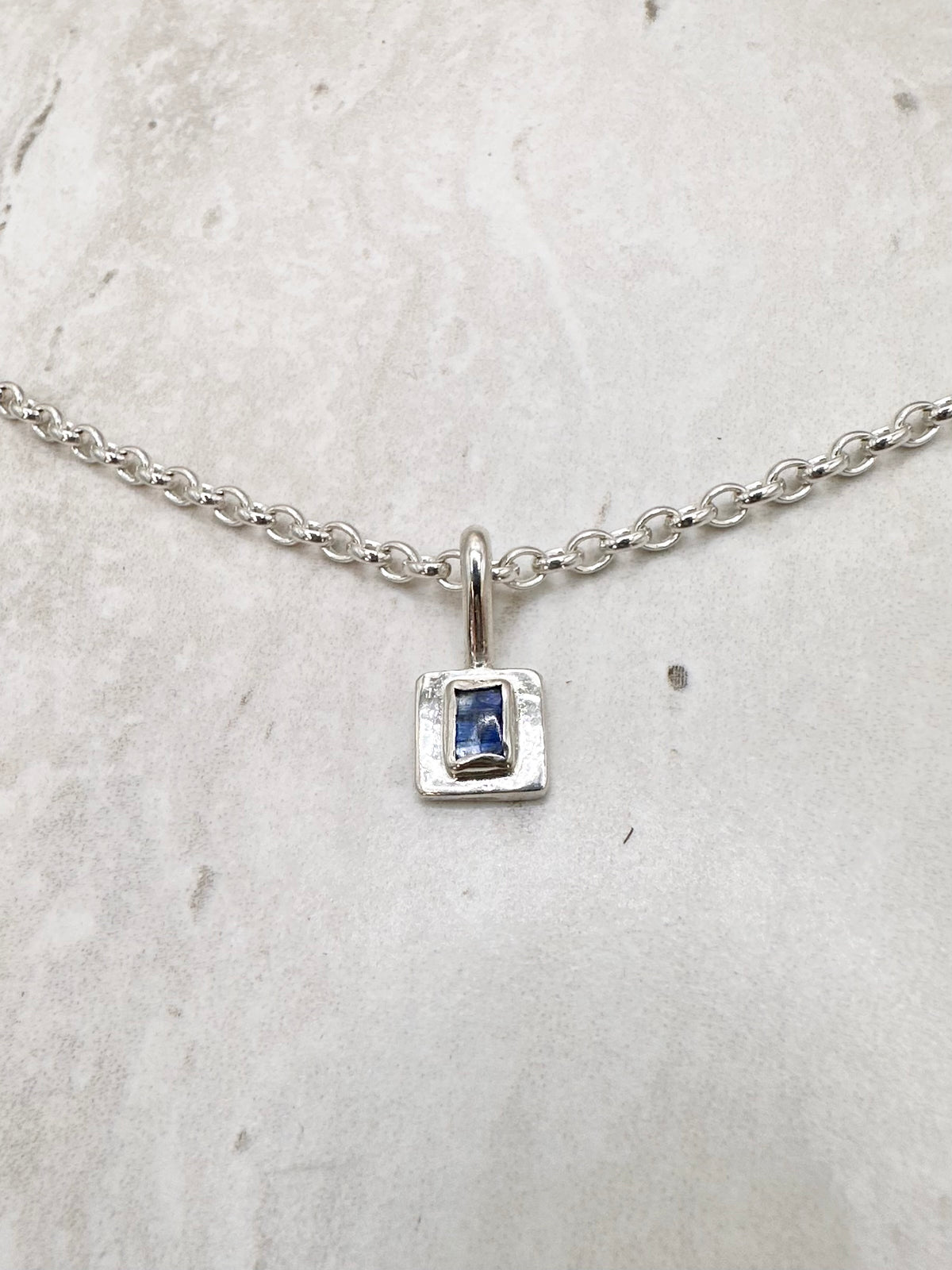 Square Kyanite Pendant Silver