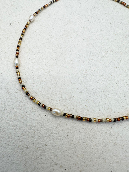 Tortoise Shell Pearl Necklace