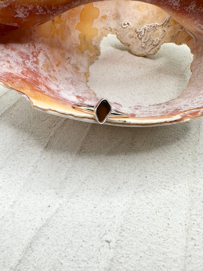Sterling Silver & Seaglass Ring in Amber