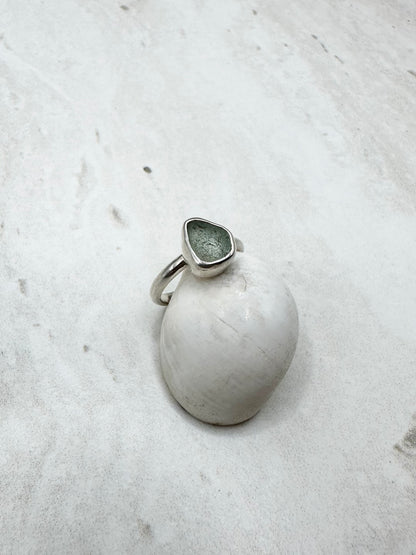 Light Blue Seaglass Ring Silver - I