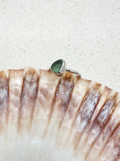 Light Green Seaglass Ring Silver