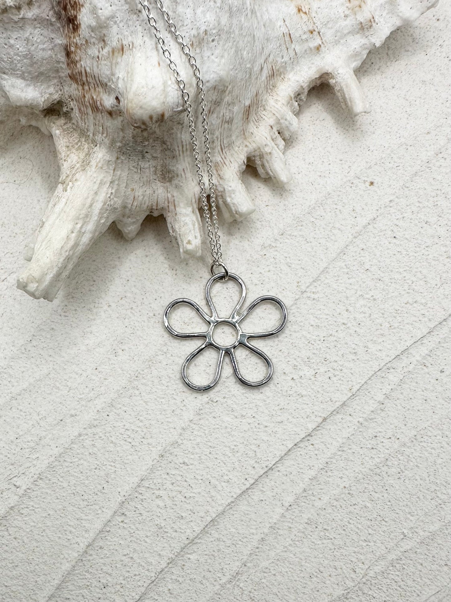 Silver Flower Power Pendant - 5 Petal