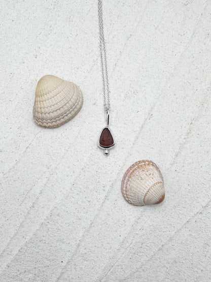 Amber Seaglass Pendant in Silver