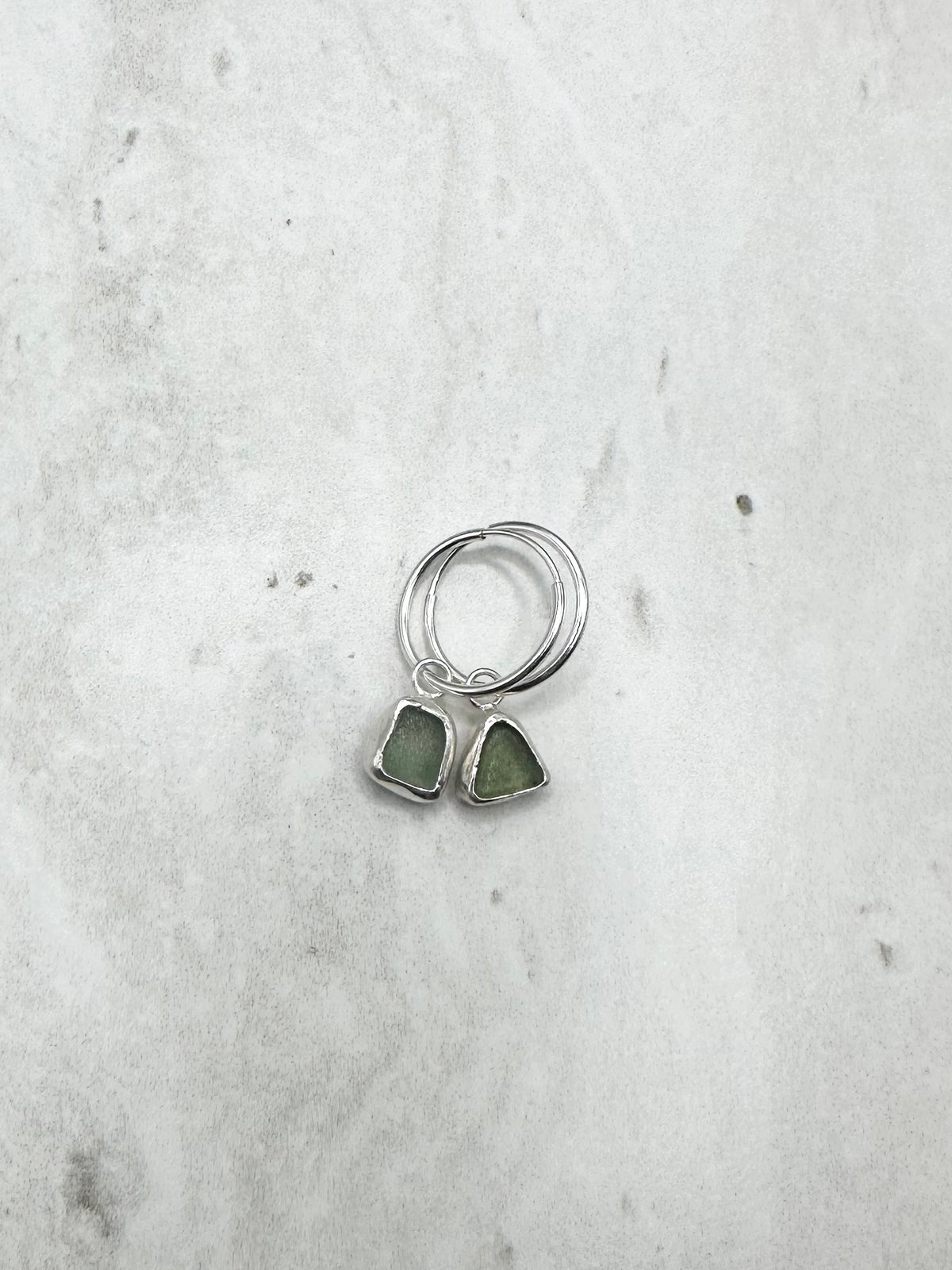 Green Seaglass Charms Silver