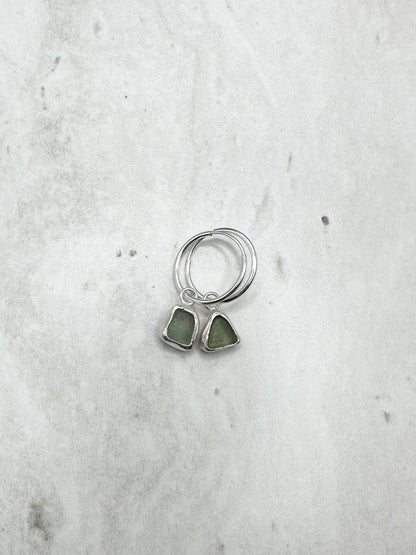 Green Seaglass Charms Silver