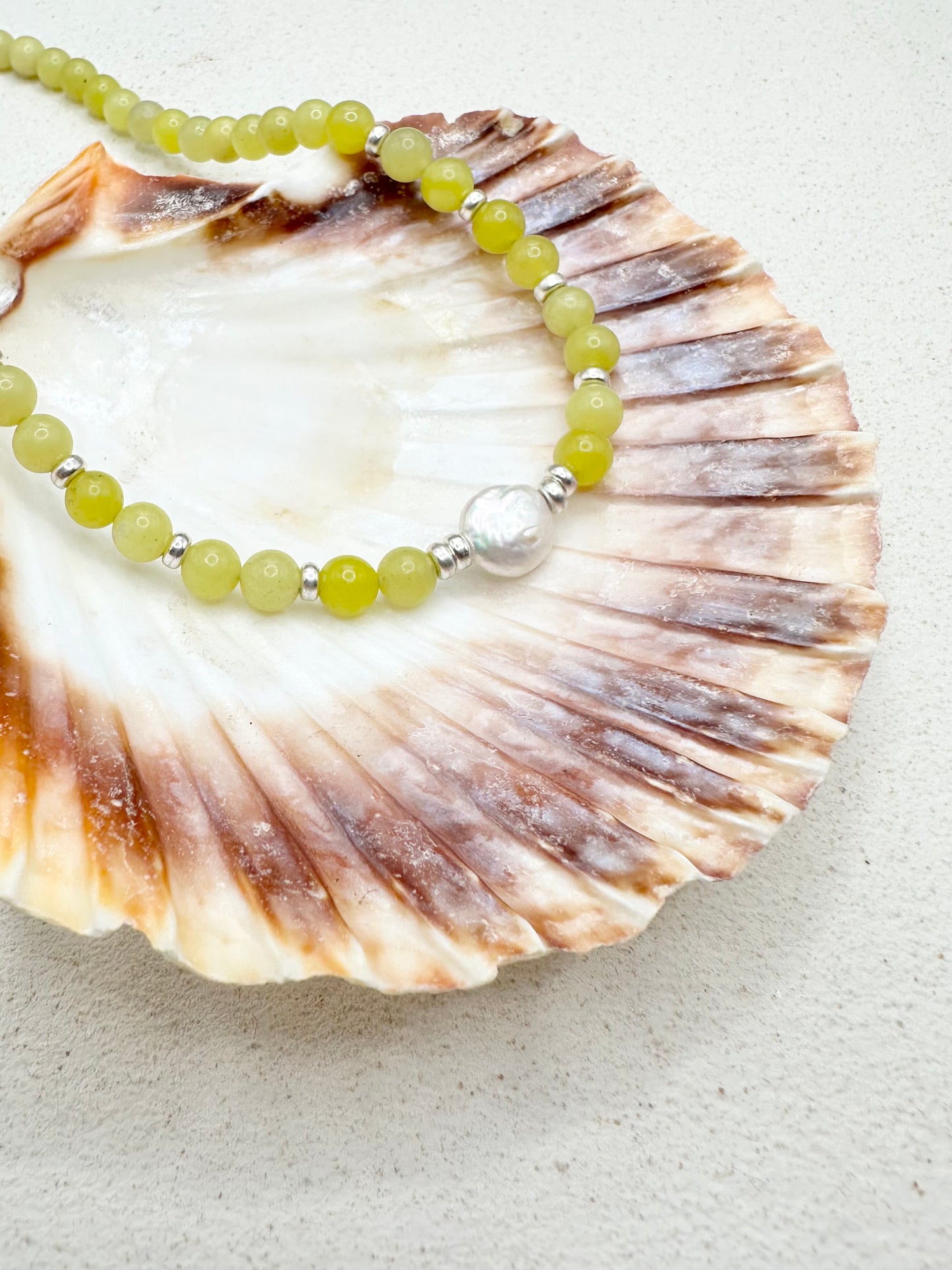 Lemon Jasper Pearl Necklace