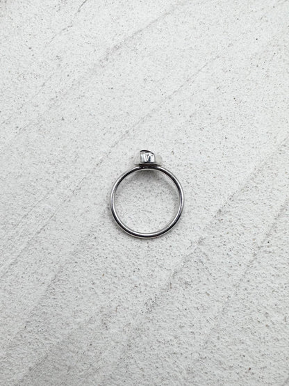 Amber Seaglass Ring Silver