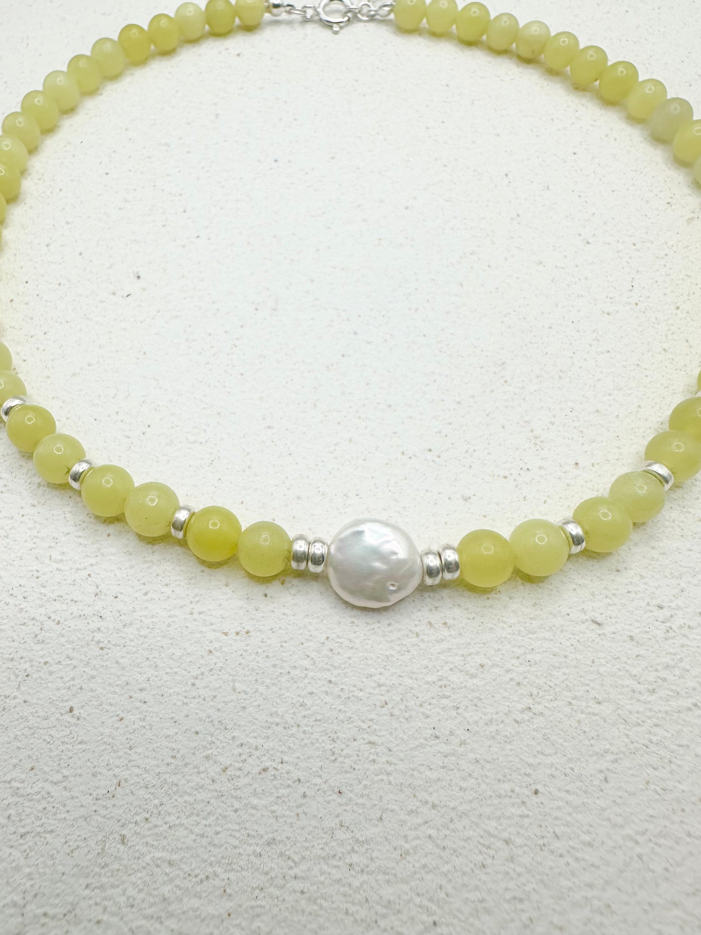 Lemon Jasper Pearl Necklace