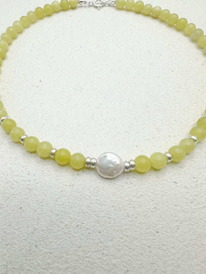Lemon Jasper Pearl Necklace
