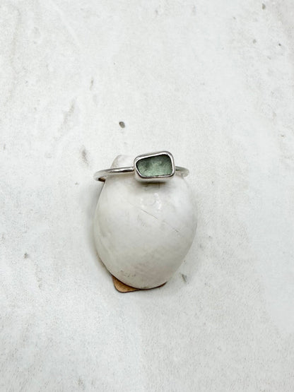 Light Blue Seaglass Ring Silver - P