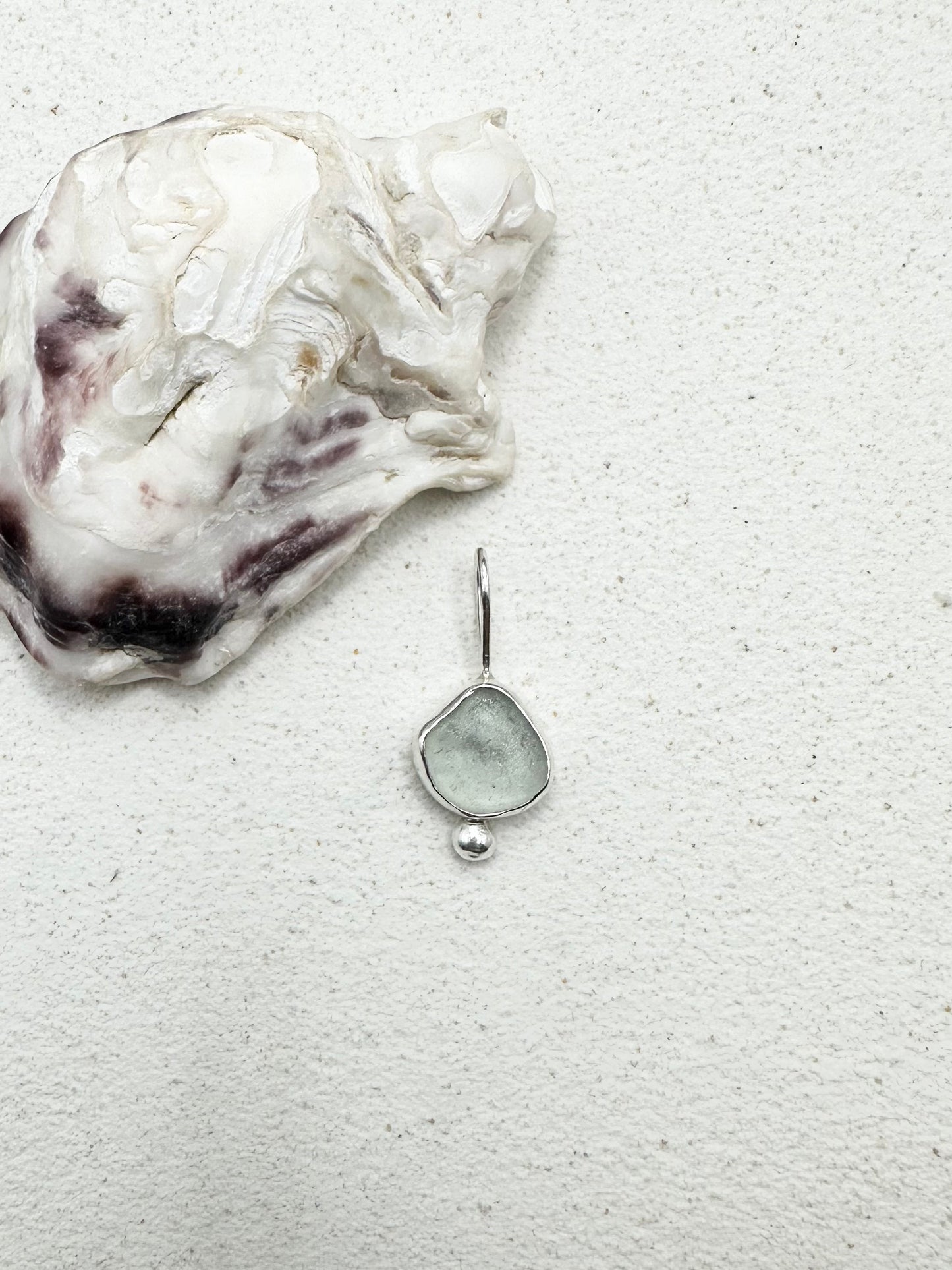 Light Blue Seaglass Pendant in Silver