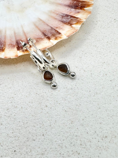 Amber Seaglass Charms Silver