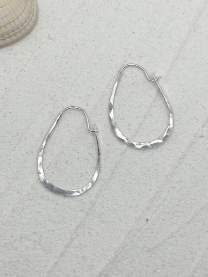 Hammered Sterling Silver Hoops