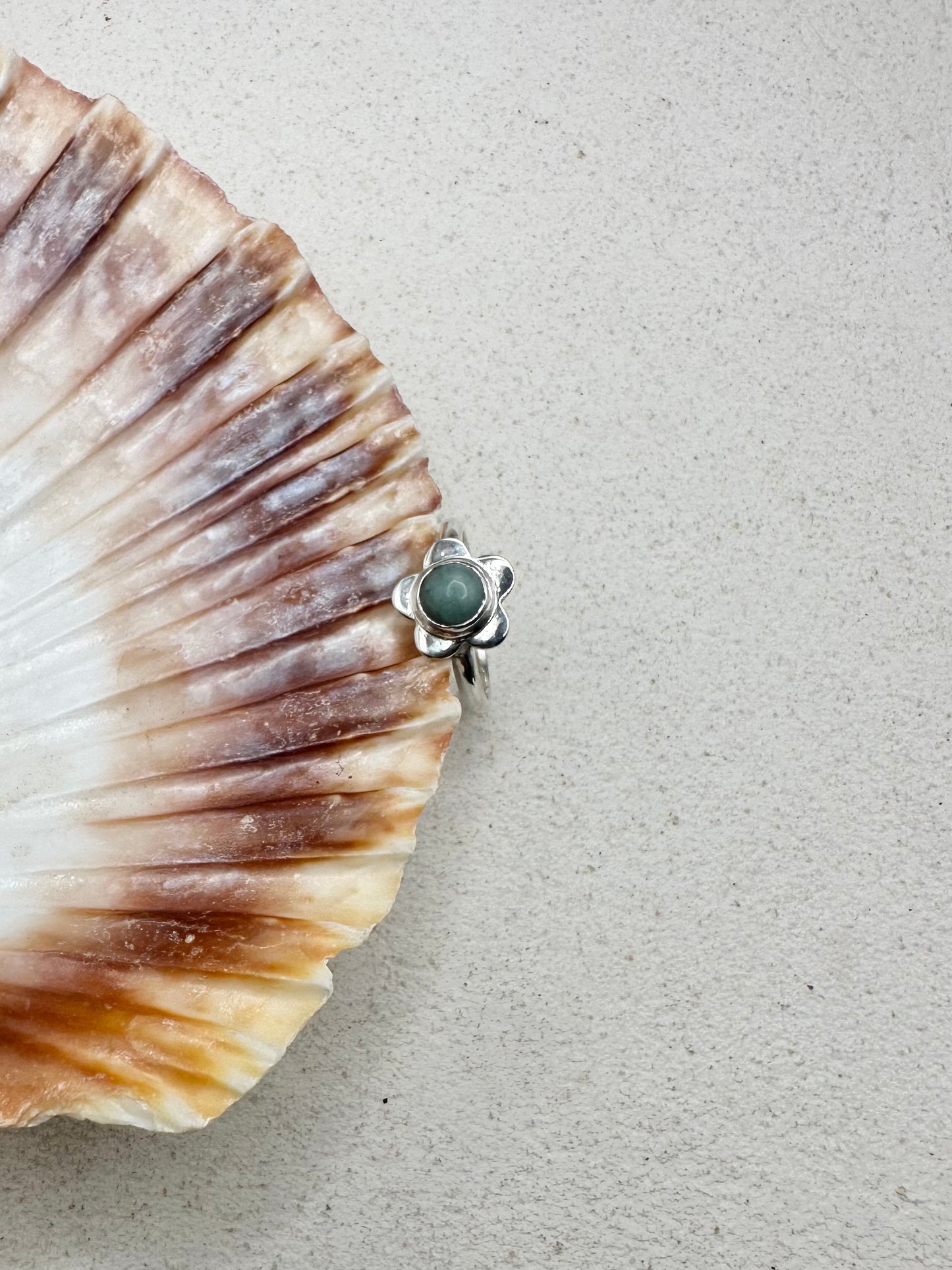 Amazonite Flower Ring Silver