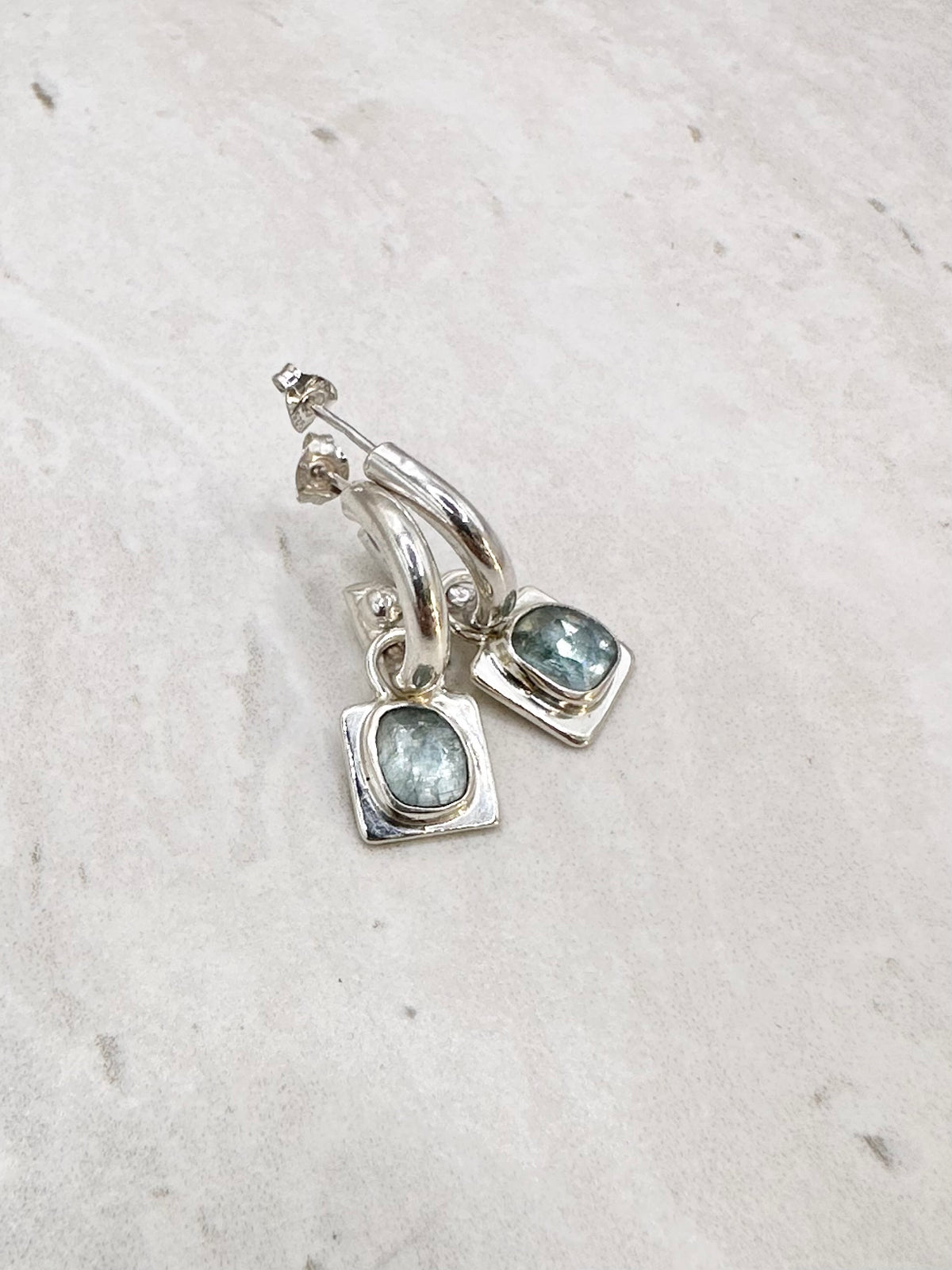 Square Kyanite Charms Silver