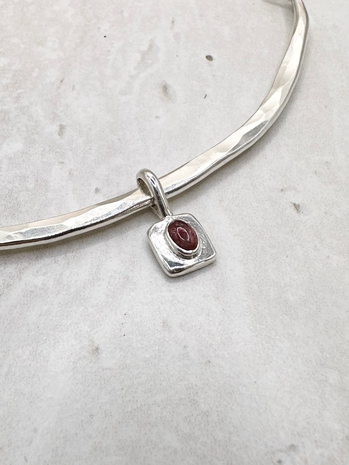 Square Tourmaline Pendant Silver