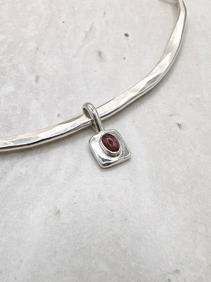 Square Tourmaline Pendant Silver