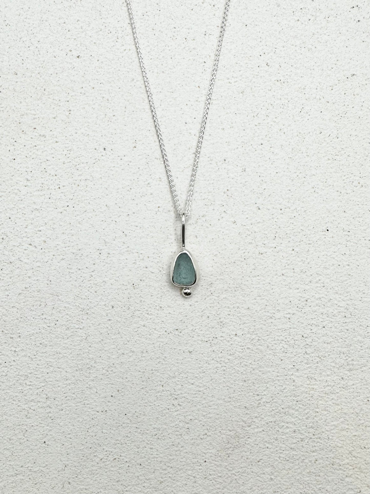 Blue Seaglass Pendant Silver