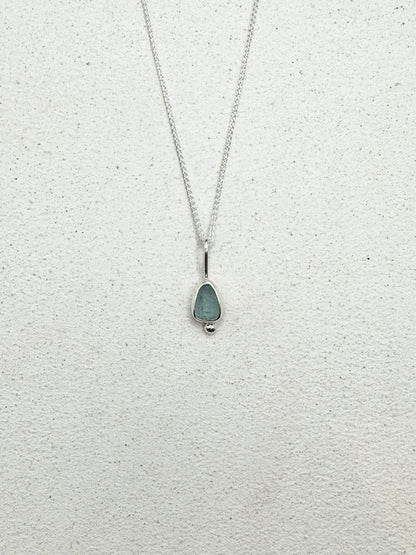 Blue Seaglass Pendant Silver