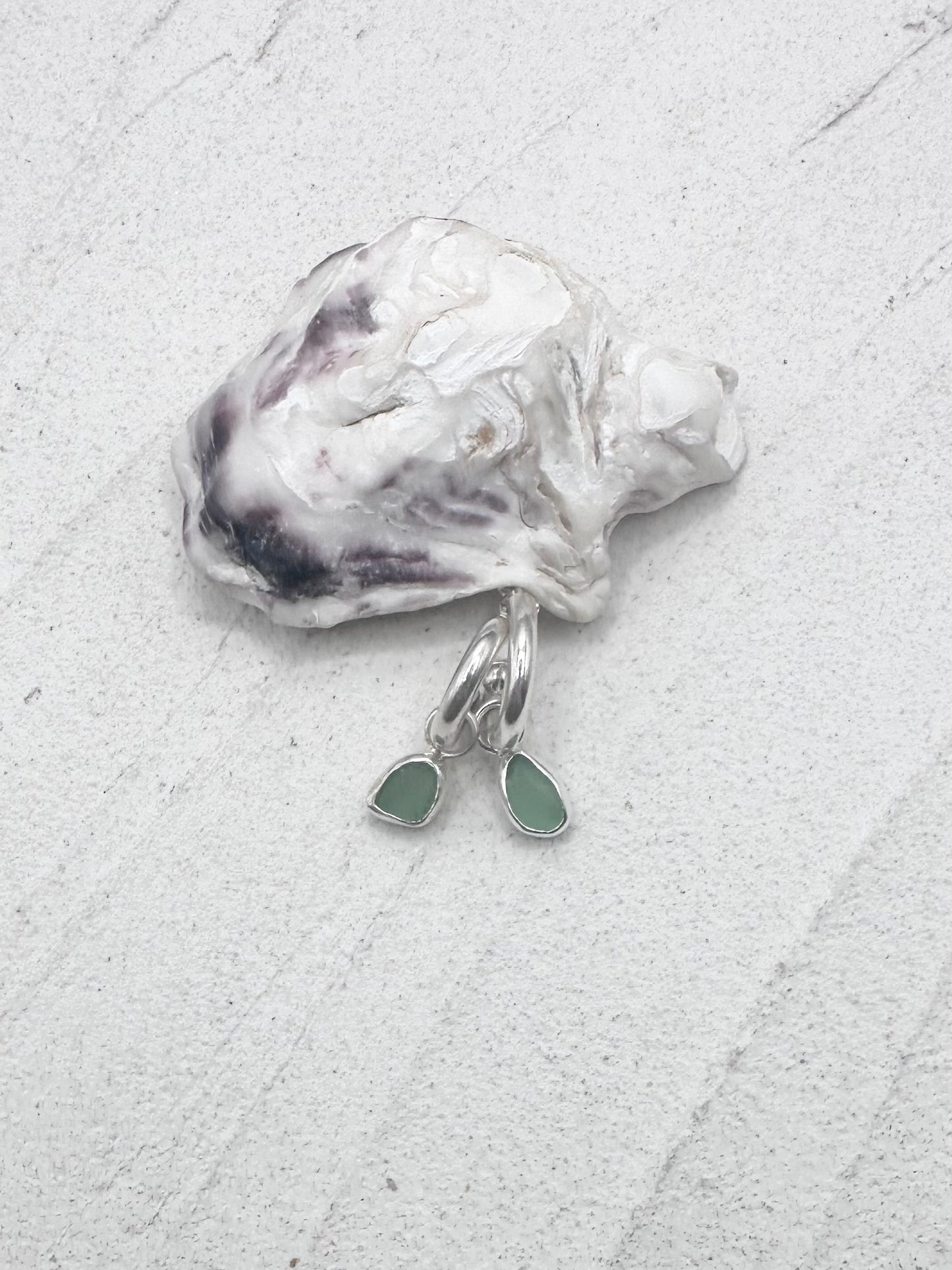 Silver Seaglass Charms in Green